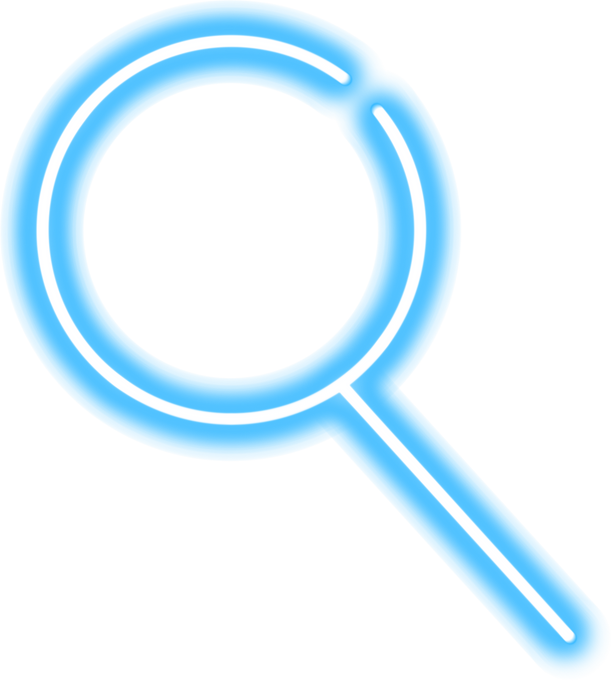 Blue neon search icon